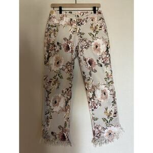 Womens Ethyl Clothing- Capri Denim Pink Flowers size 4 -Pre-Owned.